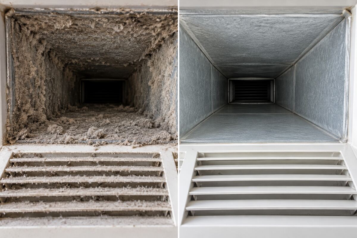 Before and after air-duct cleaning