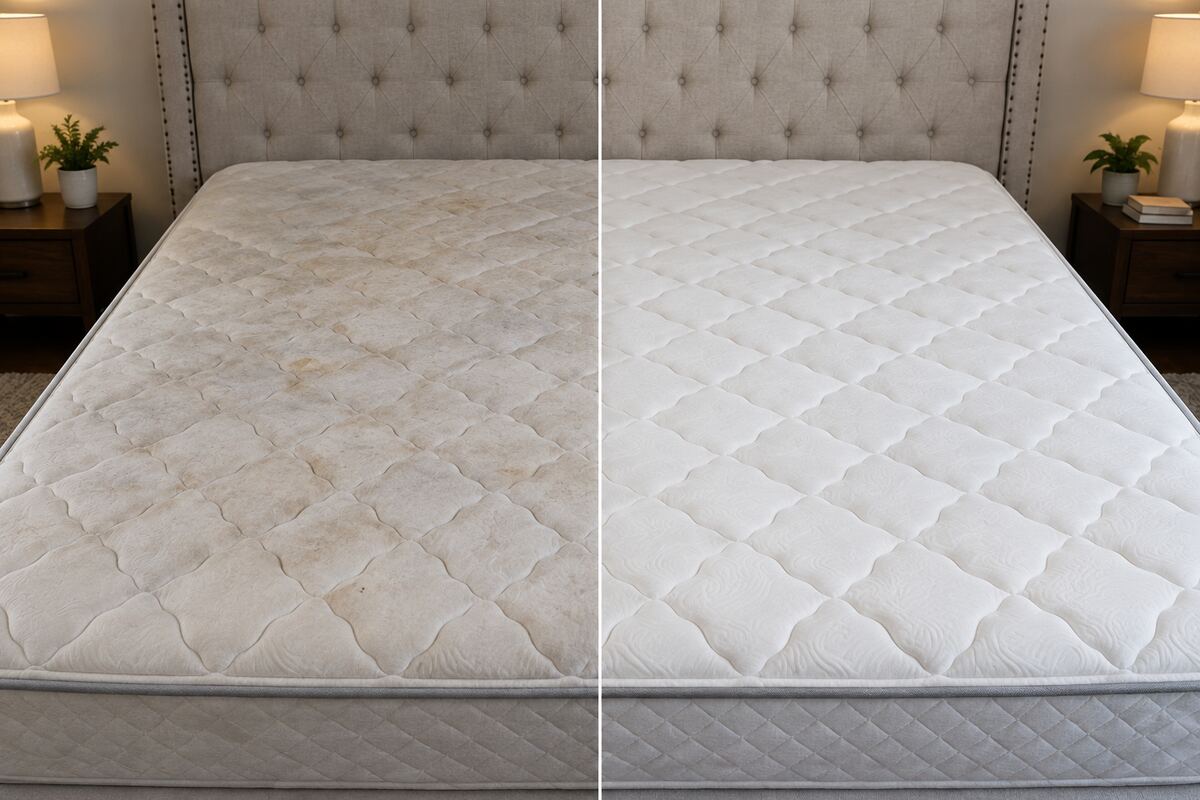 Before and after mattress cleaning