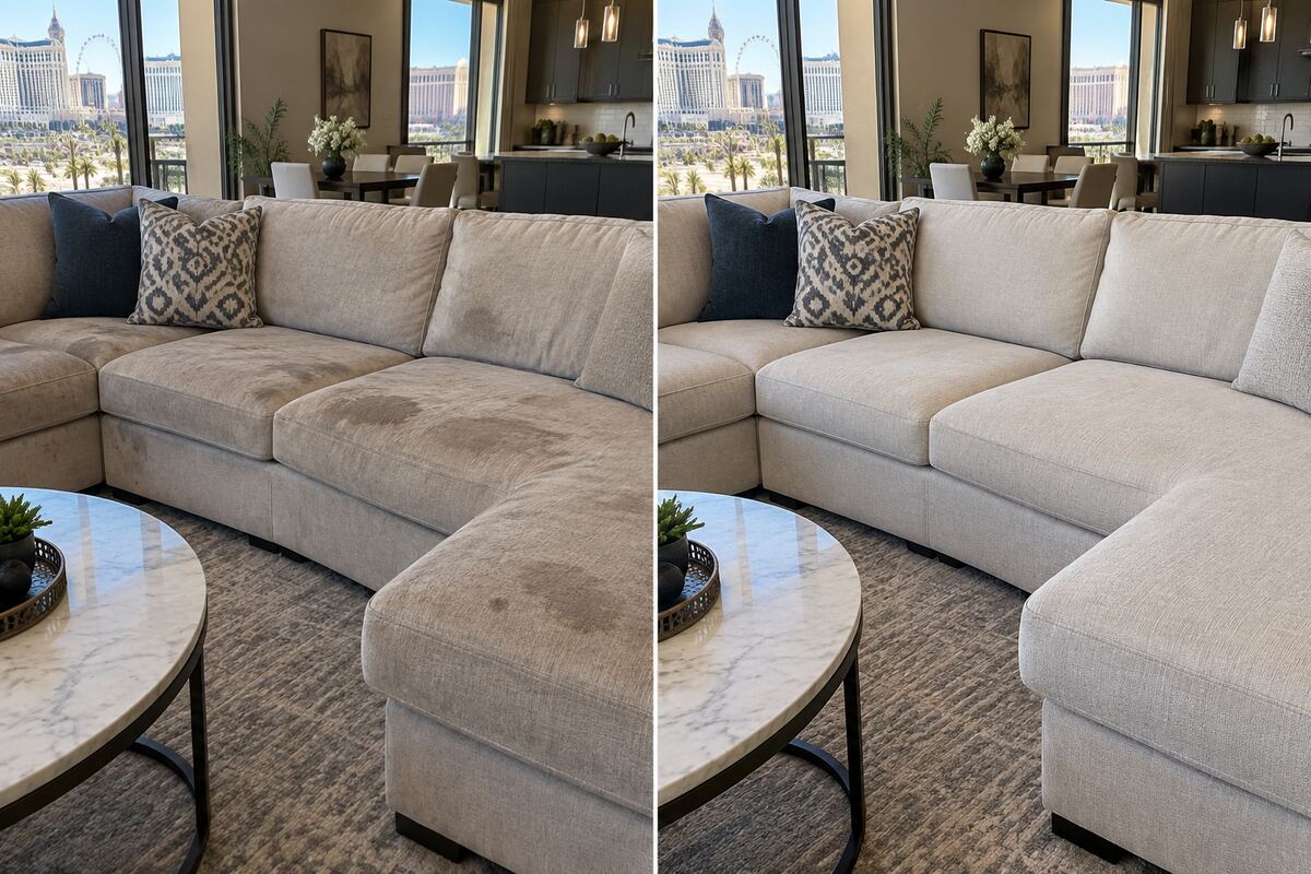Before and after upholstery cleaning